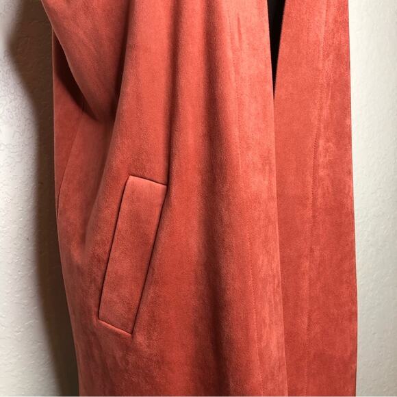 Soft Surroundings dusty rose pink faux suede open front vest Petite Medium PM - Picture 3 of 13